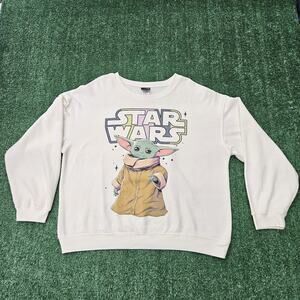 Star Wars Baby Yoda Grogu Graphic Sweatshirt Pullover Women's 2XL (19) White